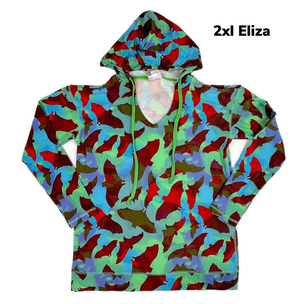 2xl LuLaRoe Eliza Hoodie Halloween Bat Night Sky Fits 22/24 Soft Material